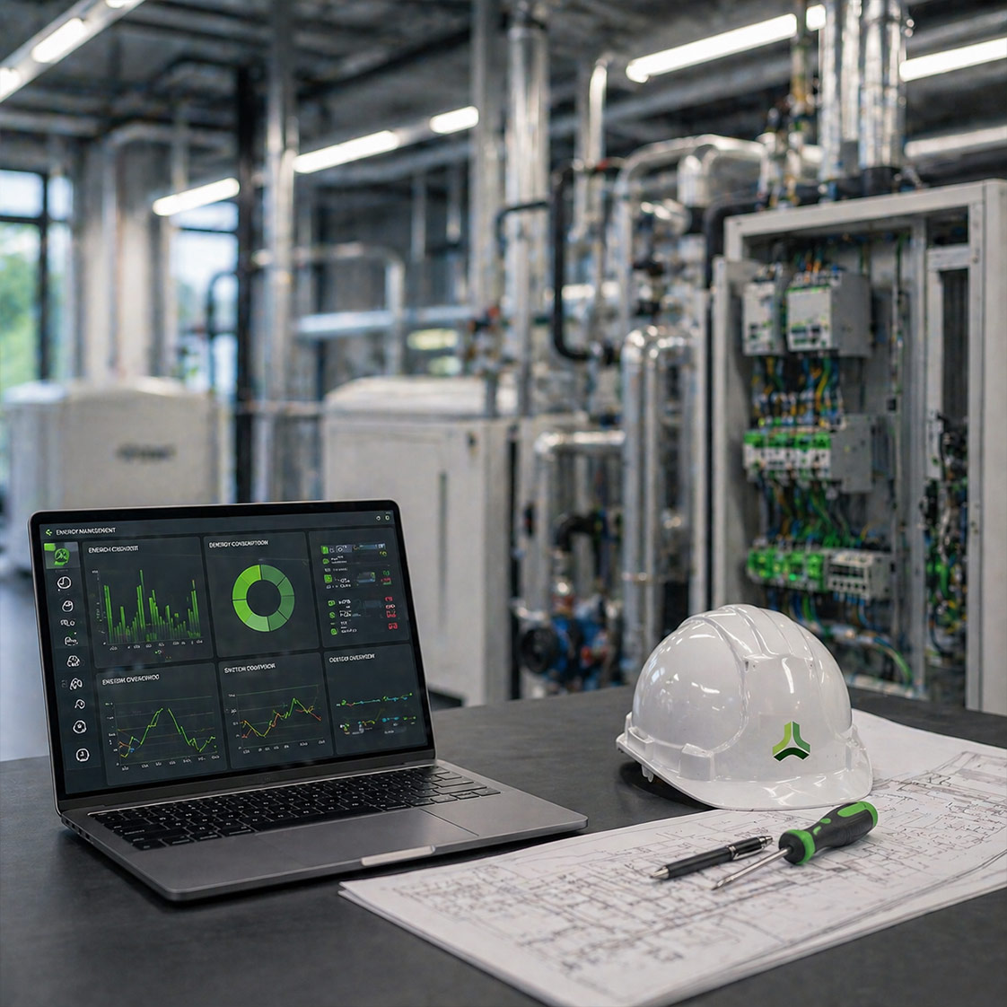 Technikraum mit Mess- und Energiemanagement-Technik
